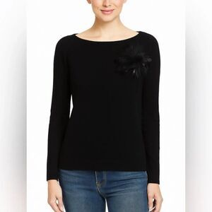 Lauren Hansen Cashmere Sweater with Feather Flower